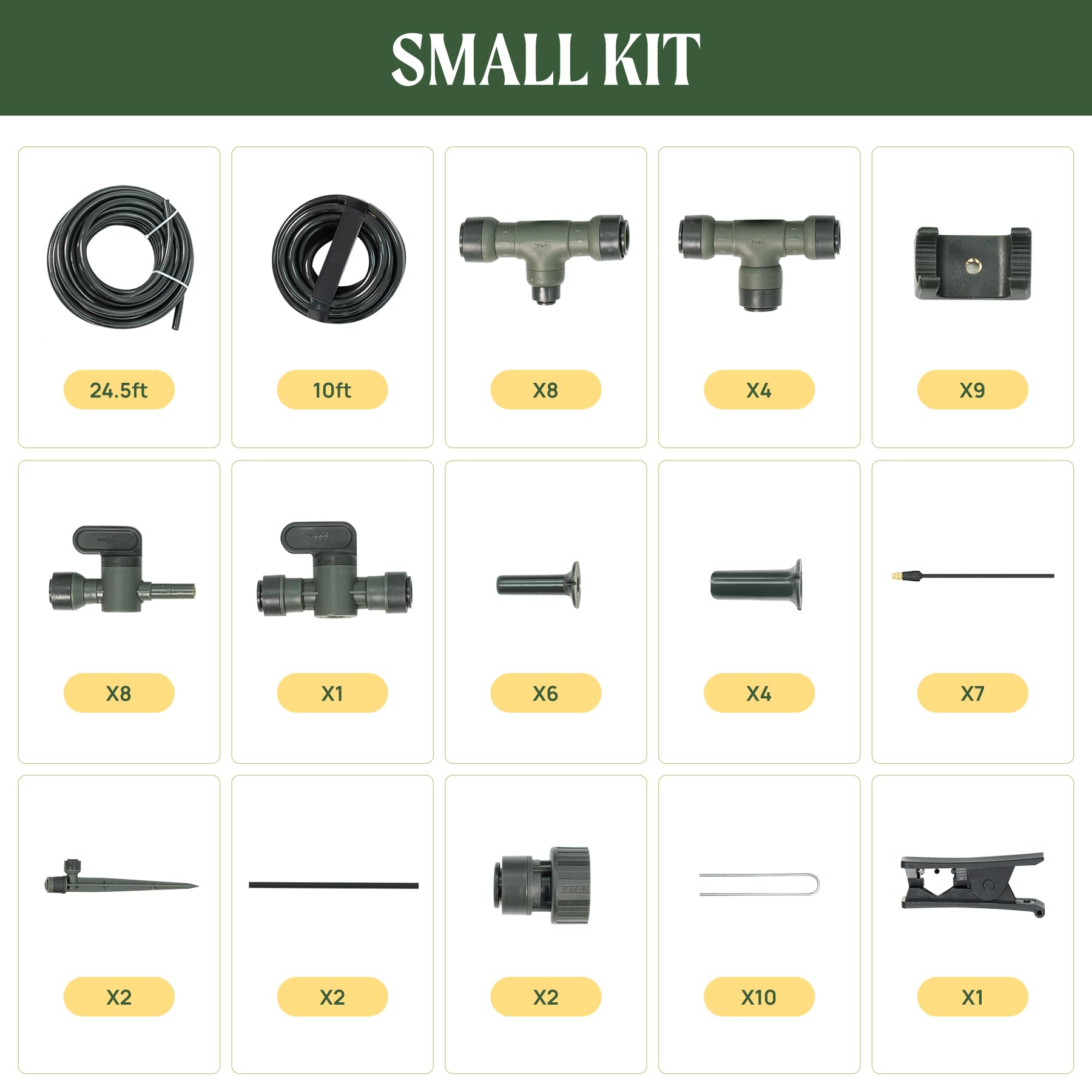 Vego Kit de riego de jardín: sistema de riego por goteo para camas de jardín elevadas, solución de riego eficiente para verduras, flores y plantas, fácil instalación de bricolaje