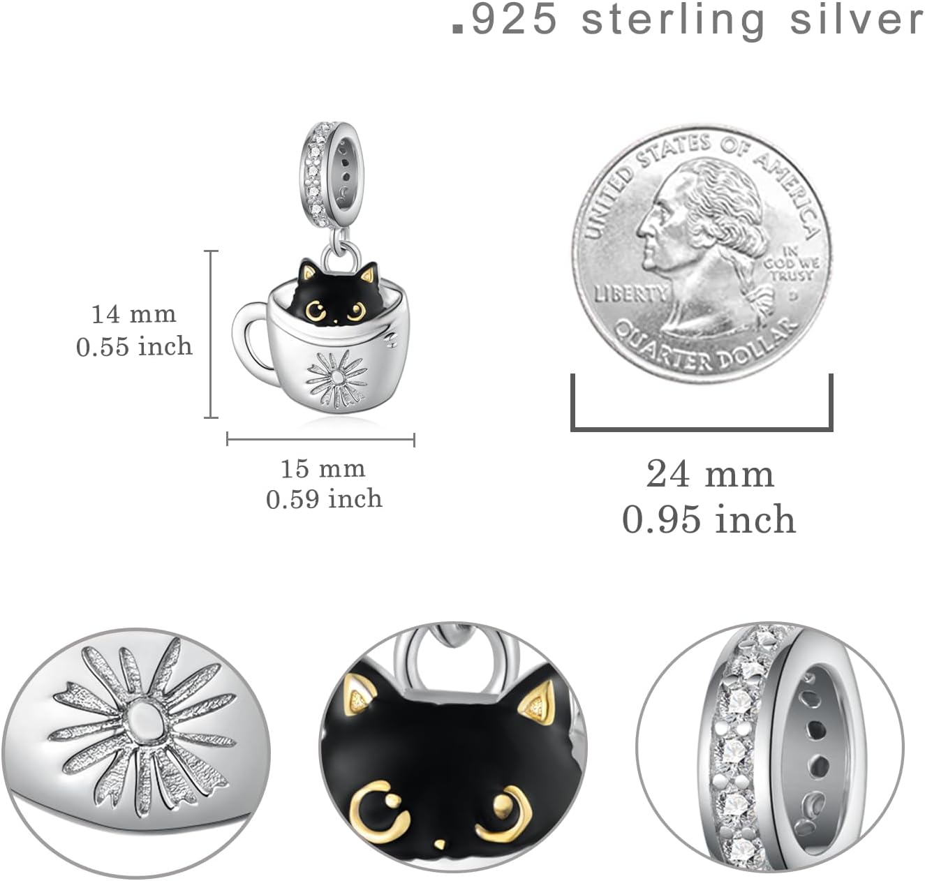 Highland Cow/Duck/Guinea Pig/Horse/Cow/Black Cat/Manatee/Cardinal Charm 925 Sterling Silver Animal Charms Cute Animal Jewelry Gifts for Women - Image 4