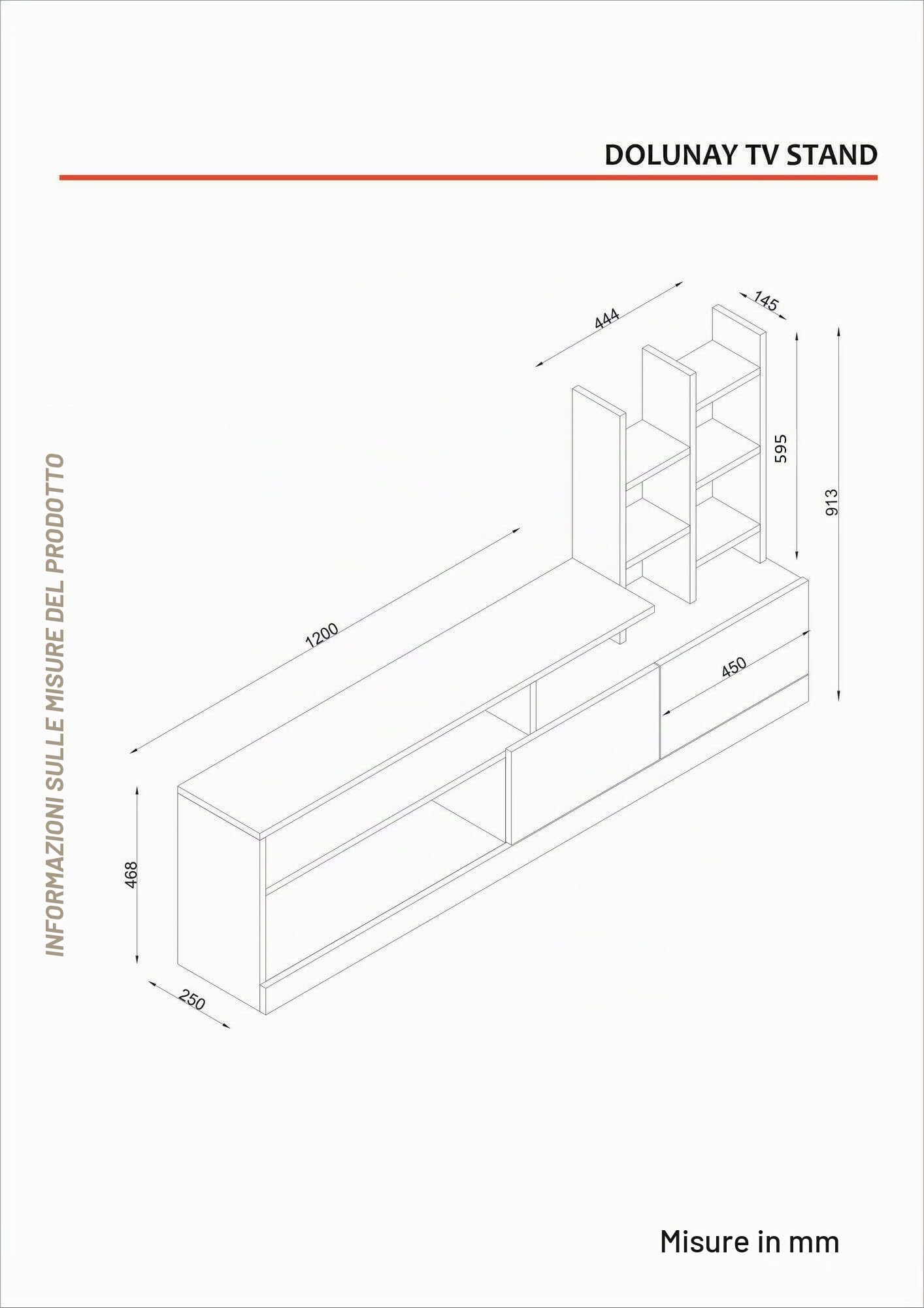 Dmora - Mobile porta TV Alni, Credenza da soggiorno, Armadio basso per TV, Base parete attrezzata, 164x25h91 cm, Bianco