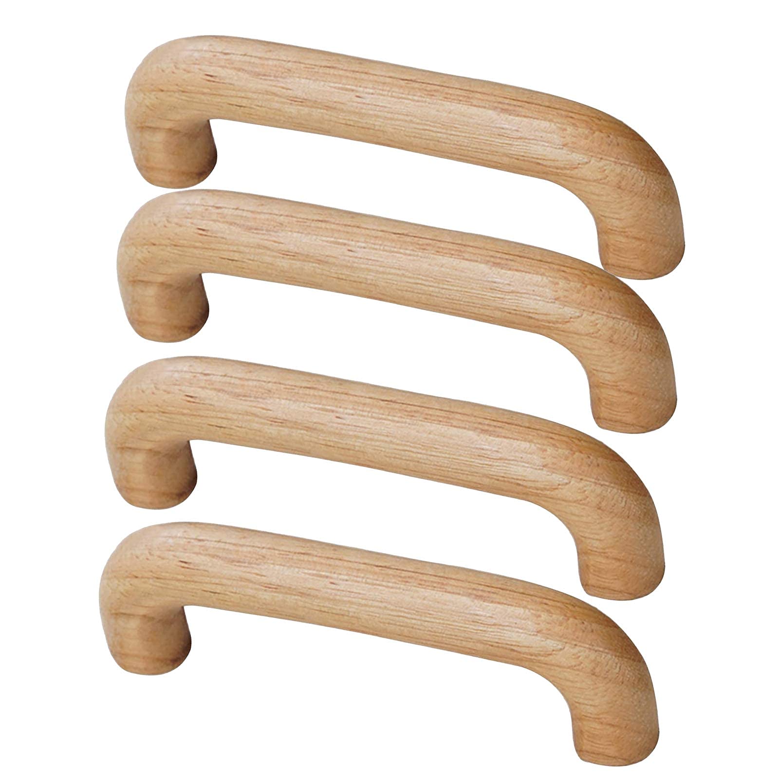 Poignées de meubles en bois naturel en arc ergonomique avec visserie incluse pour tiroirs