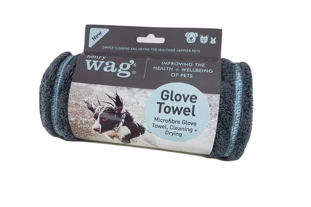 Henry Wag Pet Glove Towel - Soft & Highly Absorbent Microfibre, Muddy Pet Accessories, Quick Drying - Designed for Dogs - (100cm X 22cm)