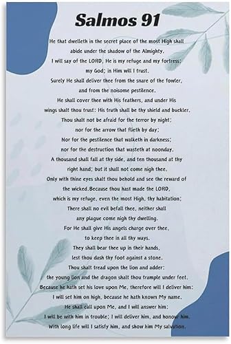 Salmo 91 - Póster artístico con versículo bíblico español Salmo 91 para habitación, estética y decoración, 2 pósteres e impresiones artísticas de disponible en Yaxa Colombia