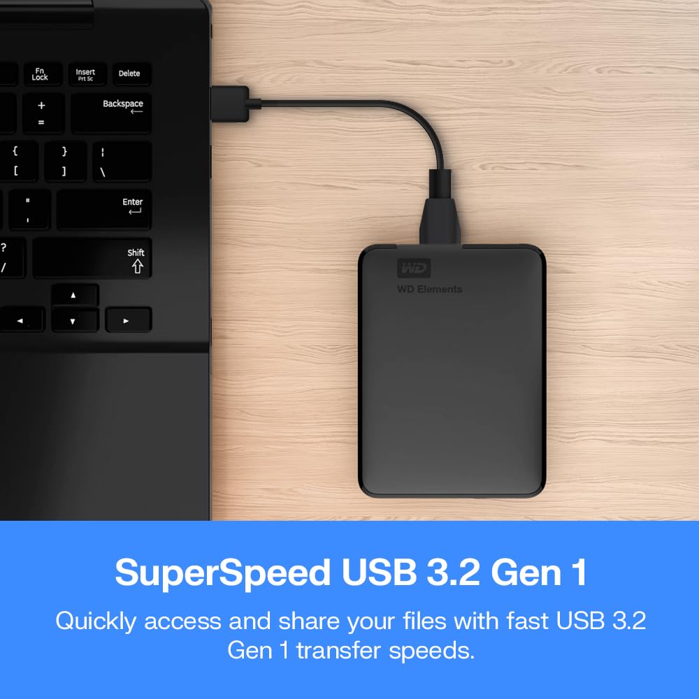WD 5TB Elements portable external hard drive, USB 3.0 interface