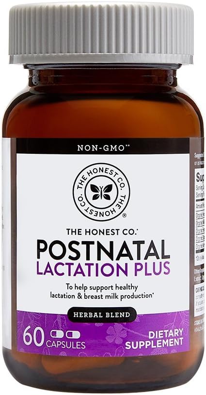 The Honest Company Love The Tatas Postnatal Lactation Plus Supplement | NSF-Certified, Non-GMO | 60 Count Capsules