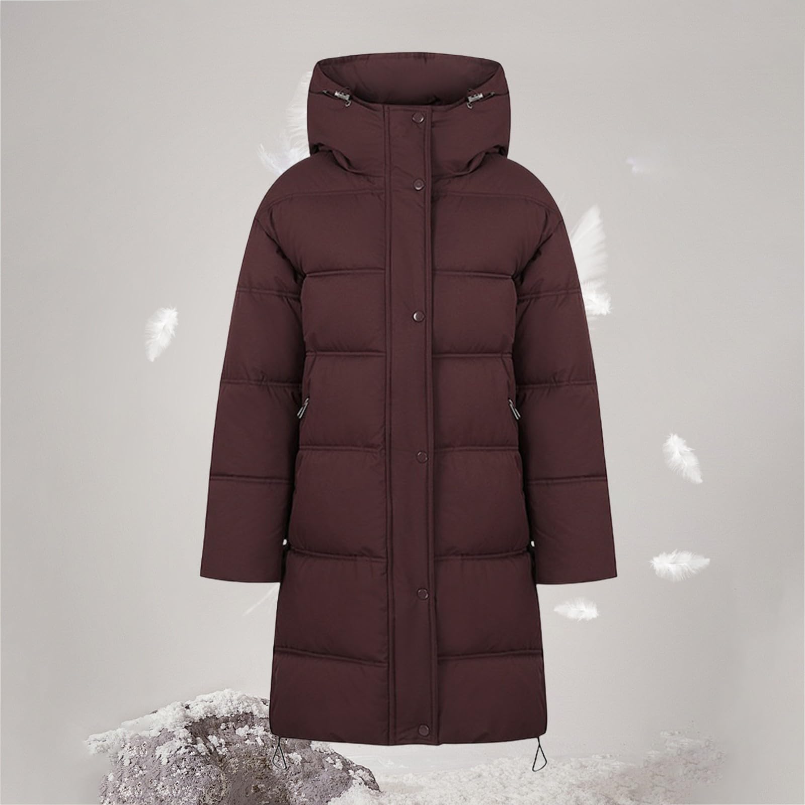 Giacca trapuntata da donna taglie forti imbottite spesse lunghe piumini per le donne con cappuccio invernale caldo parka cappotto impermeabile tinta unita manica lunga leggero piumino con tasche