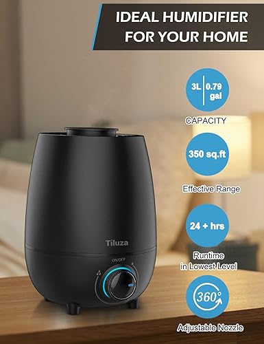 Miniatura 4 de Humidificadores para dormitorio, humidificador Tiluza de niebla fría de 3 litros para plantas caseras y viveros de bebés, humidificador de aire