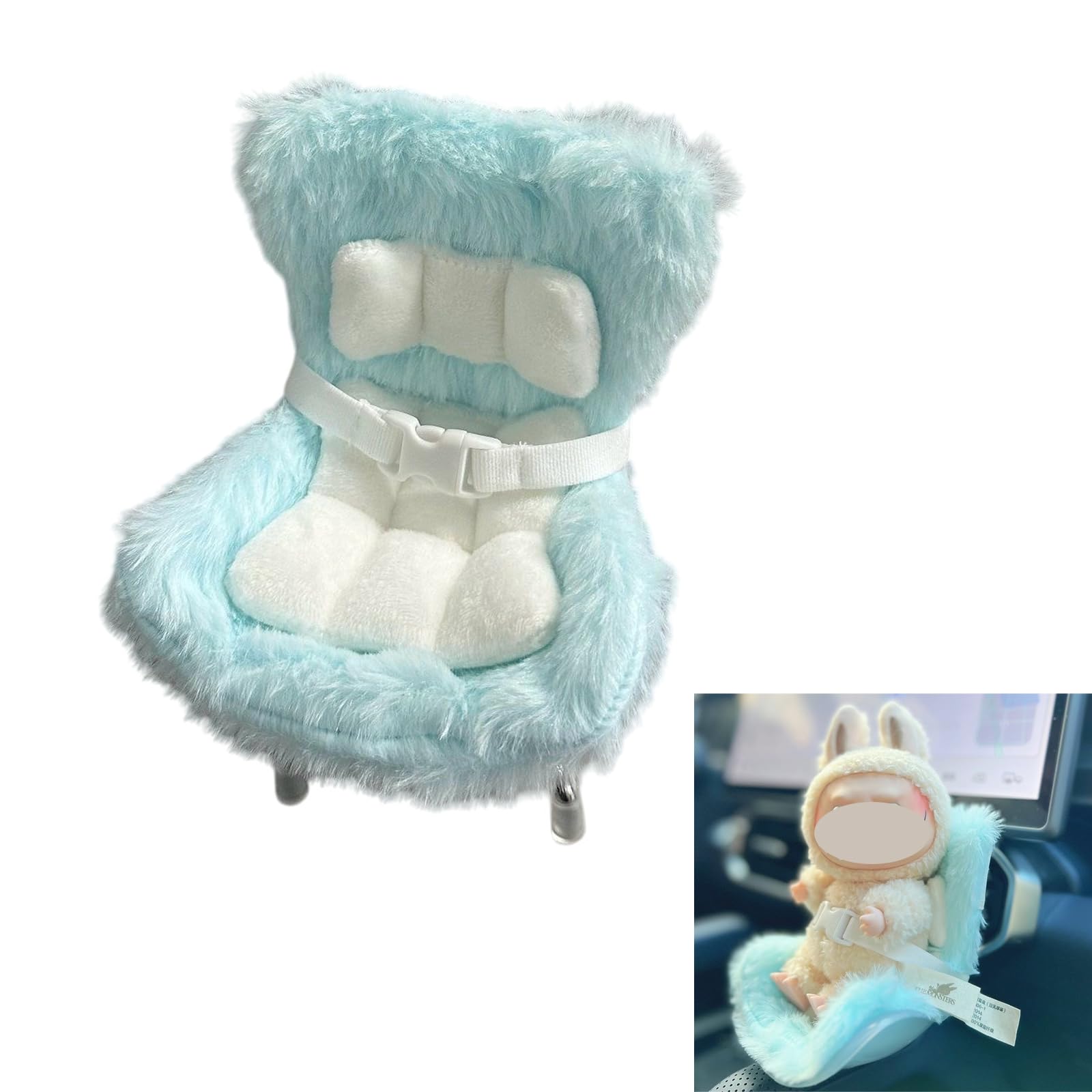 Accessories for 10-17cm Dolls, Doll Car Seat with Clip onto Car Air Vent, Includes Seat Leg for Desktop Display (Blue)