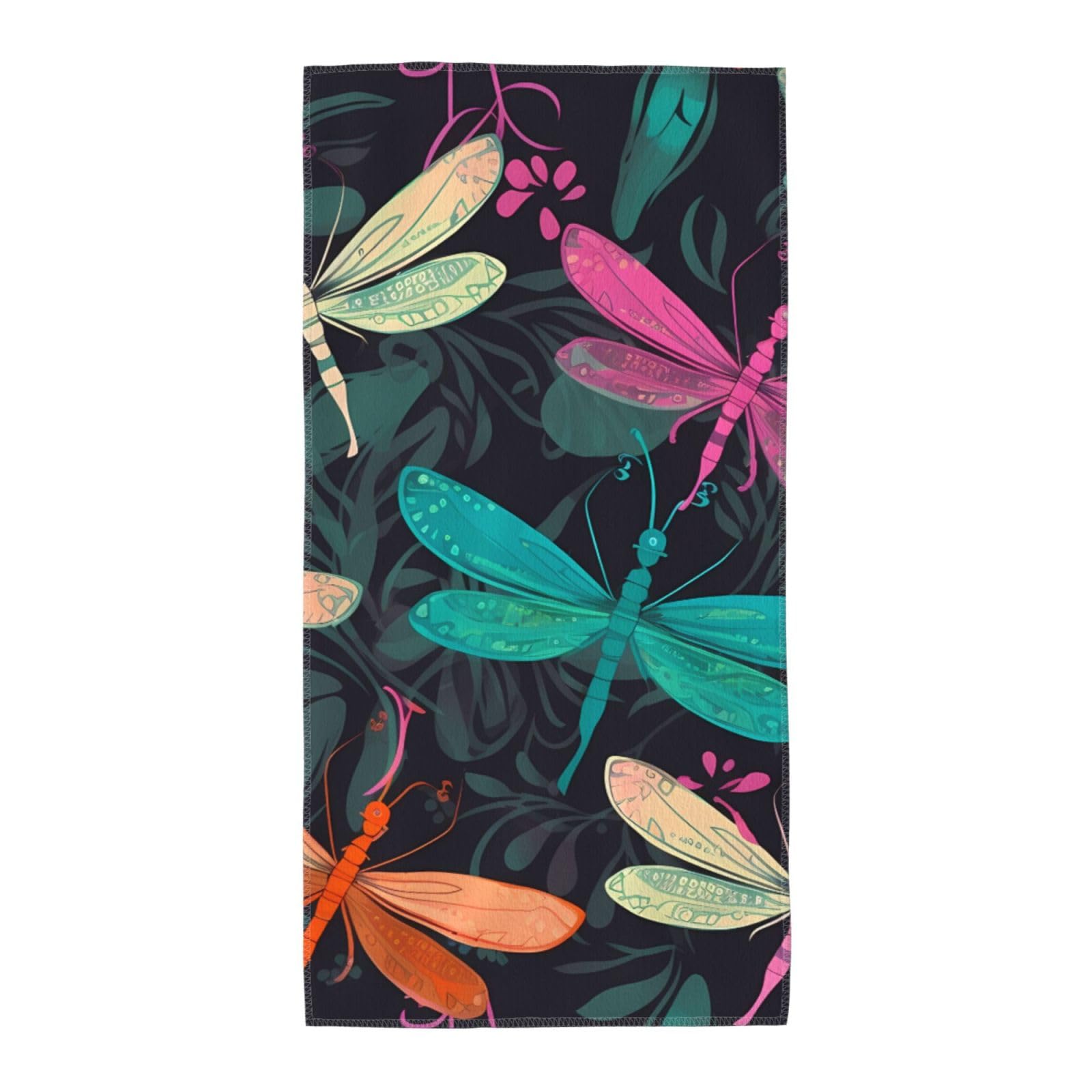 FekiLoot Absorbent Hand Towels 12"X24" Decorative Bathroom Towel Soft Microfiber Face Towel Cute Dragonfly Dish Kitchen Towels for Bathroom Kitchen Hotel Spa Bath Towels