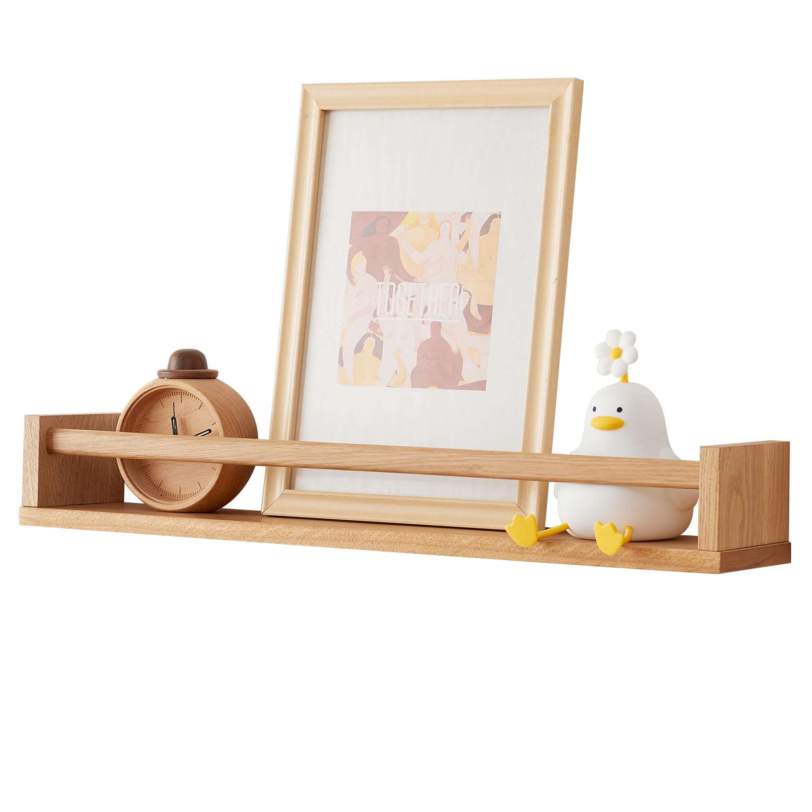 TRWISWDC Oak Nursery Floating Shelves 24 Inches Wall Mounted Nursery Shelf, Wood Bookshelf Wall Shelves for Kitchen Spice Rack Bedroom Living Room