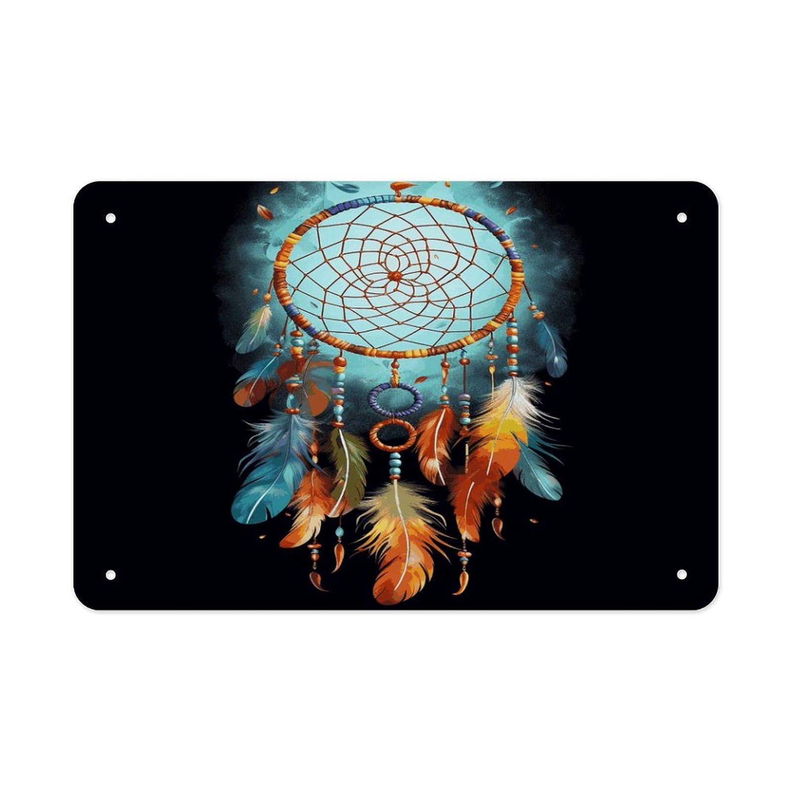 Fodpand Style Feathers Dream Catcher Wall Art Metal Signs Tin Sign