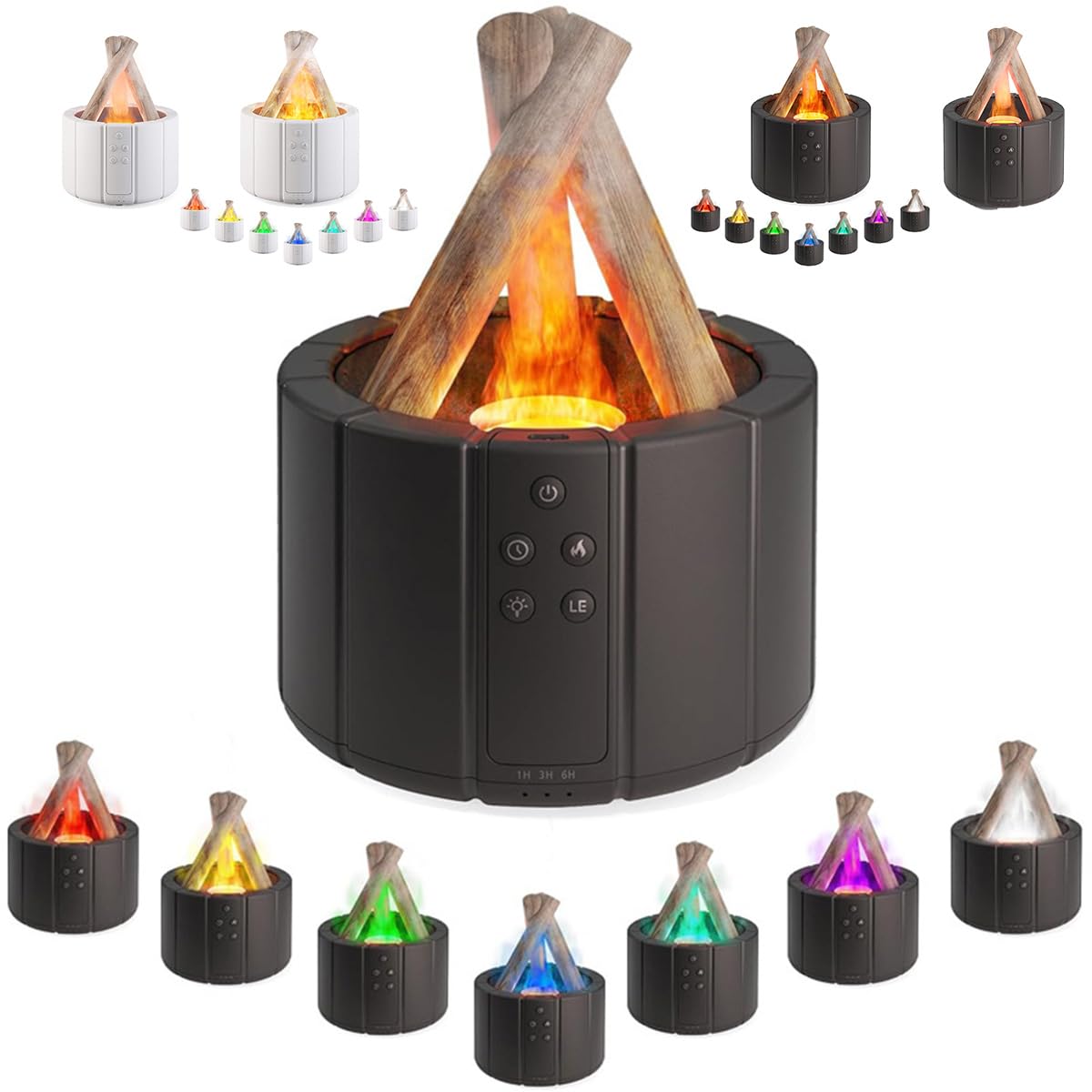Bonfire Diffuser, Bonfire Humidifier, Bonfire Essential Oil Diffuser, Bonfire Air Mist Humidifier,2 IN1 Mist Fragrance Bonfire Diffuser Humidifier with Remote Control for Office,Home (Black-Colorful)