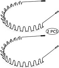 lofuanna Metal Hair Band For Men Women's Headbands Beauty Care,Unisex Black Wavy Spring Sports For Hair Band Hoop Clips Women Accessories Simple Elastic Non Slip Wide Headwear Bandeau Outdoor(2 Pack)
