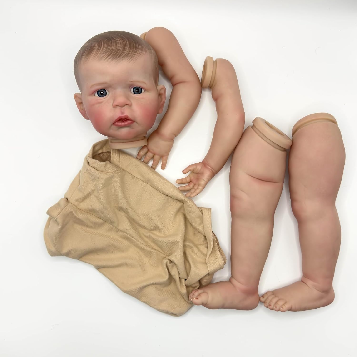 TERABITHIA 24Inches Hand Draw Hair Already Painted Kits Realistic Reborn Baby Doll Parts with Detailed Painting Veins Lifelike Newborn Awake Doll Kits Cloth Body and Eyes Included