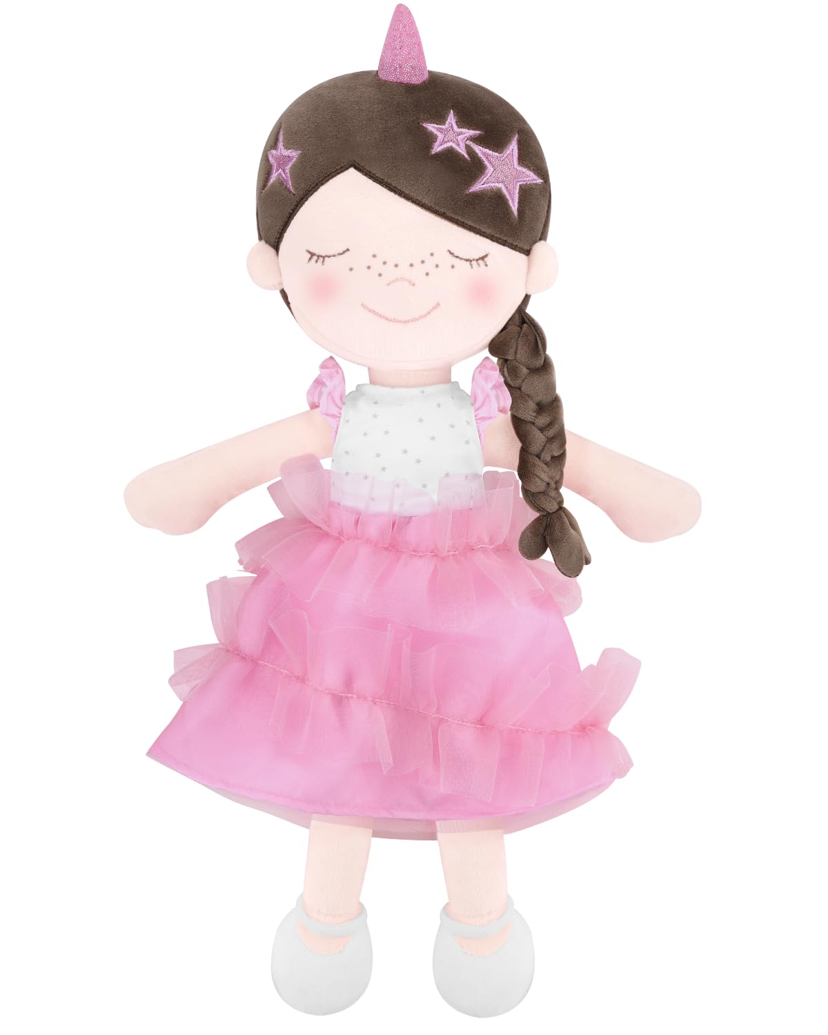 GAGAKU Muñecas Trapo para Niñas 40.6cm Tela Suave Unicornio Peluche Ángeles Guardián para Bebé Niña con Ropa Desmontable Amuleto Suerte para Niños de 1-5 Años-Princesa de Las Estrellas