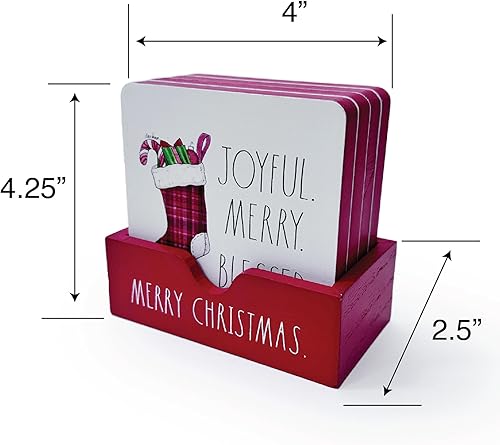 Miniatura 6 de Rae Dunn Juego de 4 posavasos de Navidad, resistentes al calor, para tazas, vasos para beber, mesa auxiliar, decoración de Navidad para interiores,