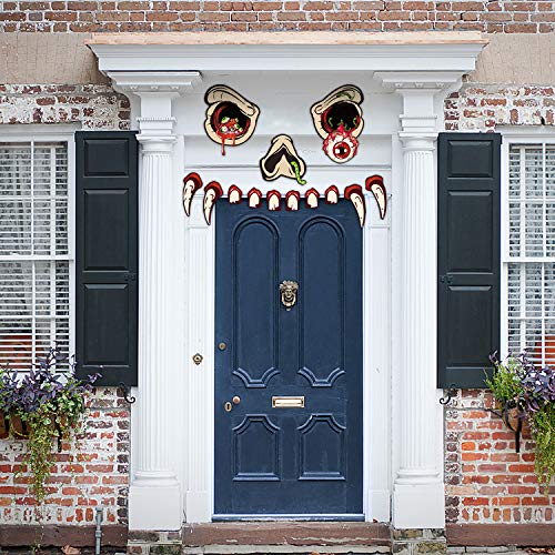 Joyjoz Decoración de Halloween - Cara de Monstruo Decoración de Puerta de Arco de Garaje de Halloween