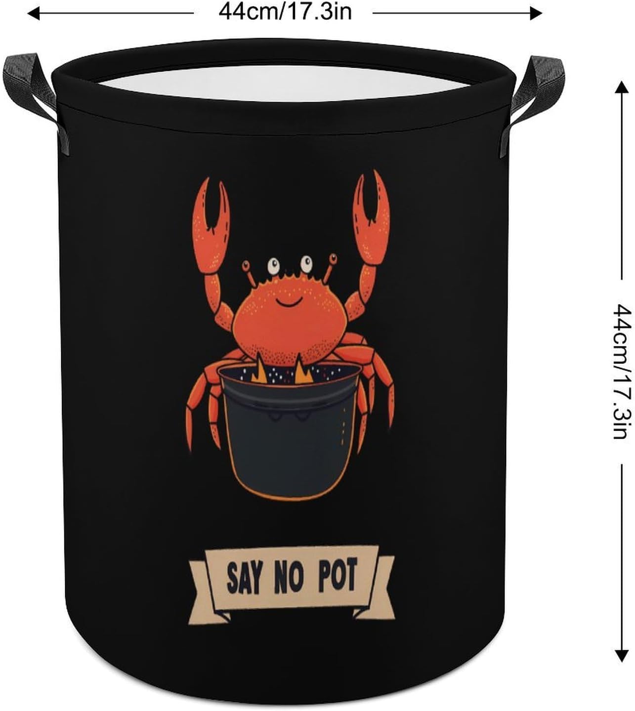 Say No To Pot Crab Novelty Collapsible Laundry Baskets Waterproof Clothes Hamper Storage Bins with Handles 13.8"x13.8"x17.3" 17.3"x17.3"x17.3"