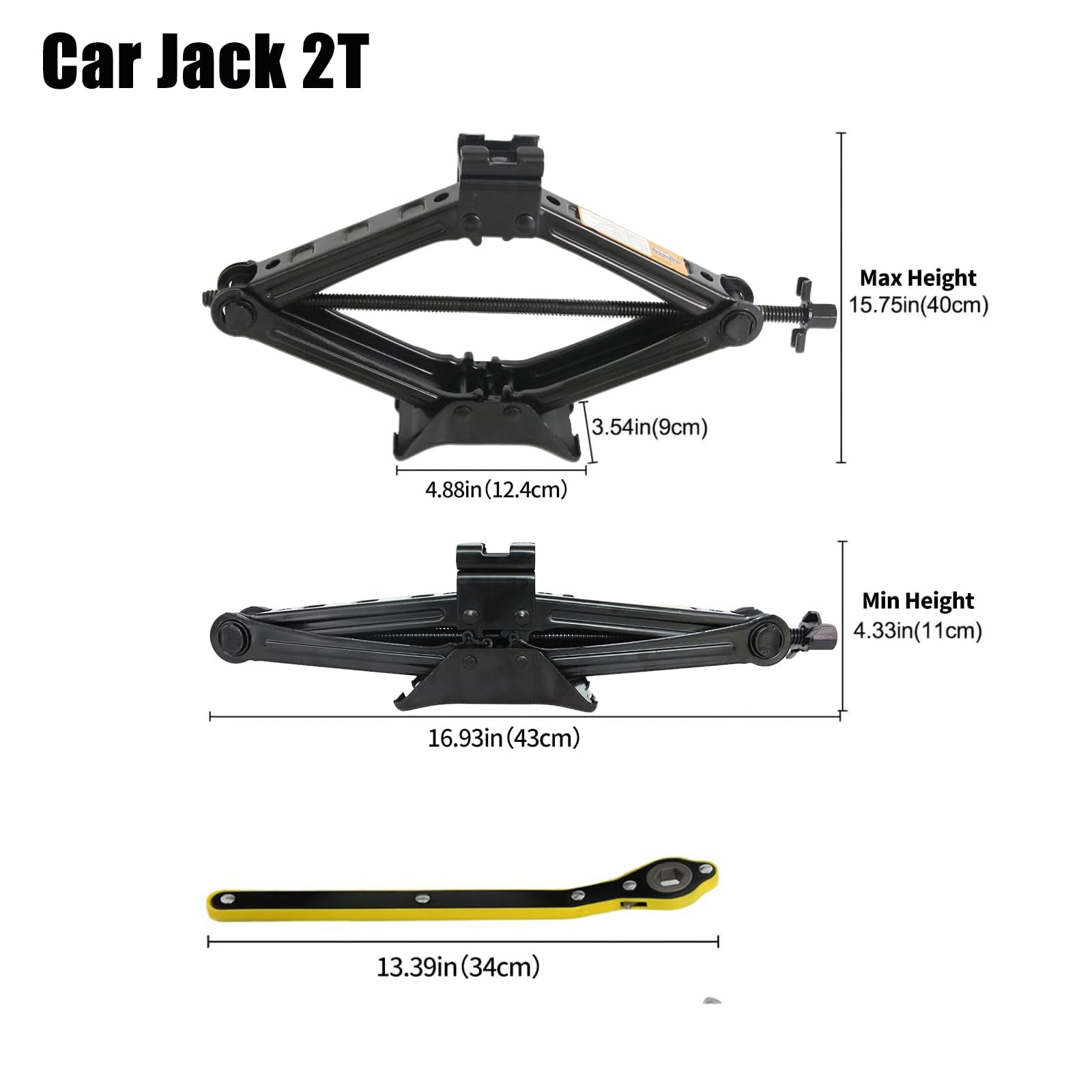 Hniuyun 2 Ton Scissor Jack Kit - Heavy-Duty Car Lift with Ratchet Handle & Electric Drill Compatible for Sedans, SUVs, MPVs - Reinforced Steel Plate Construction — view 2