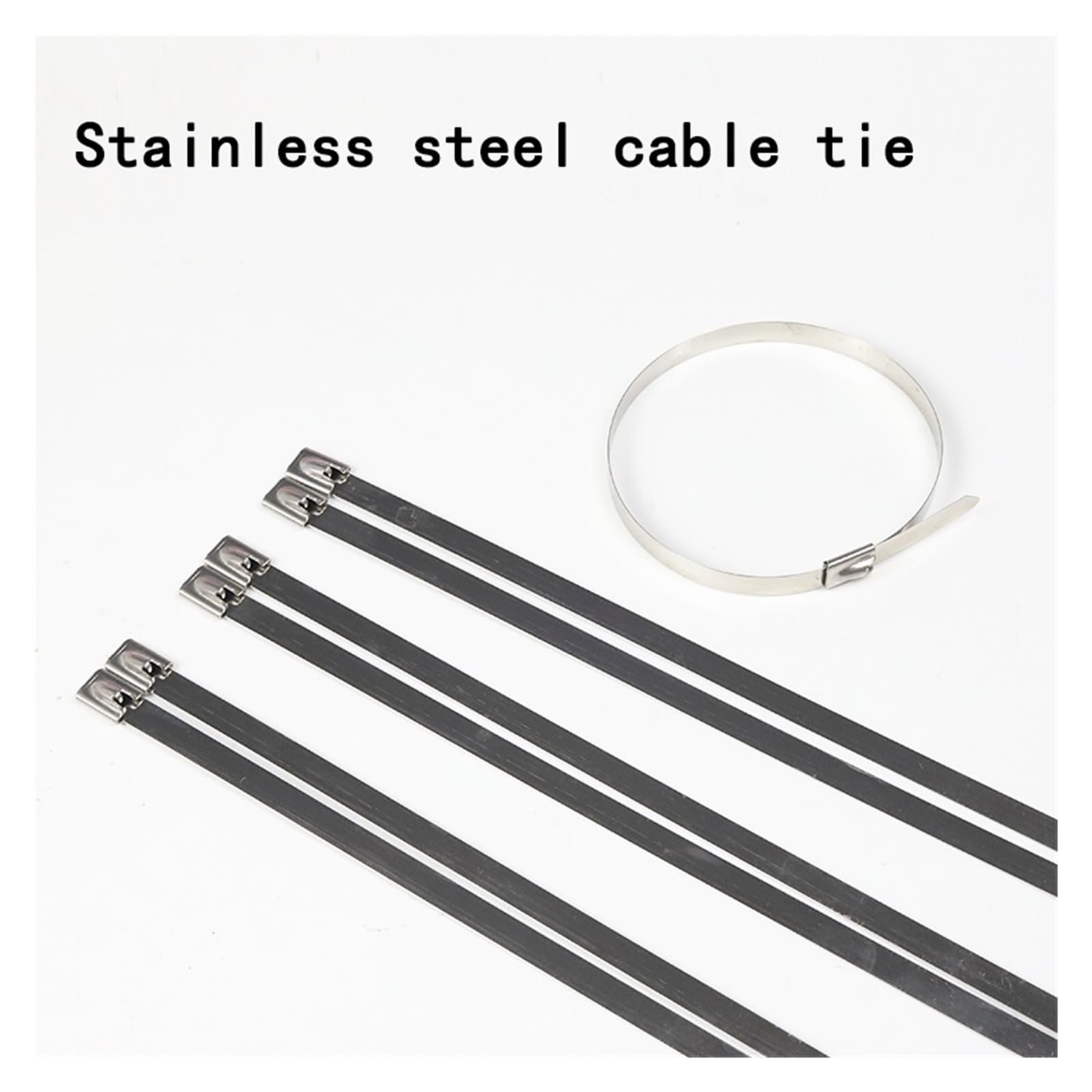 Fascette in acciaio inossidabile 100 fascette stringicavo in acciaio inossidabile 304 da 4,6 mm, resistenti, autobloccanti, multiuso, in metallo, for scarico(300mm-100pcs)