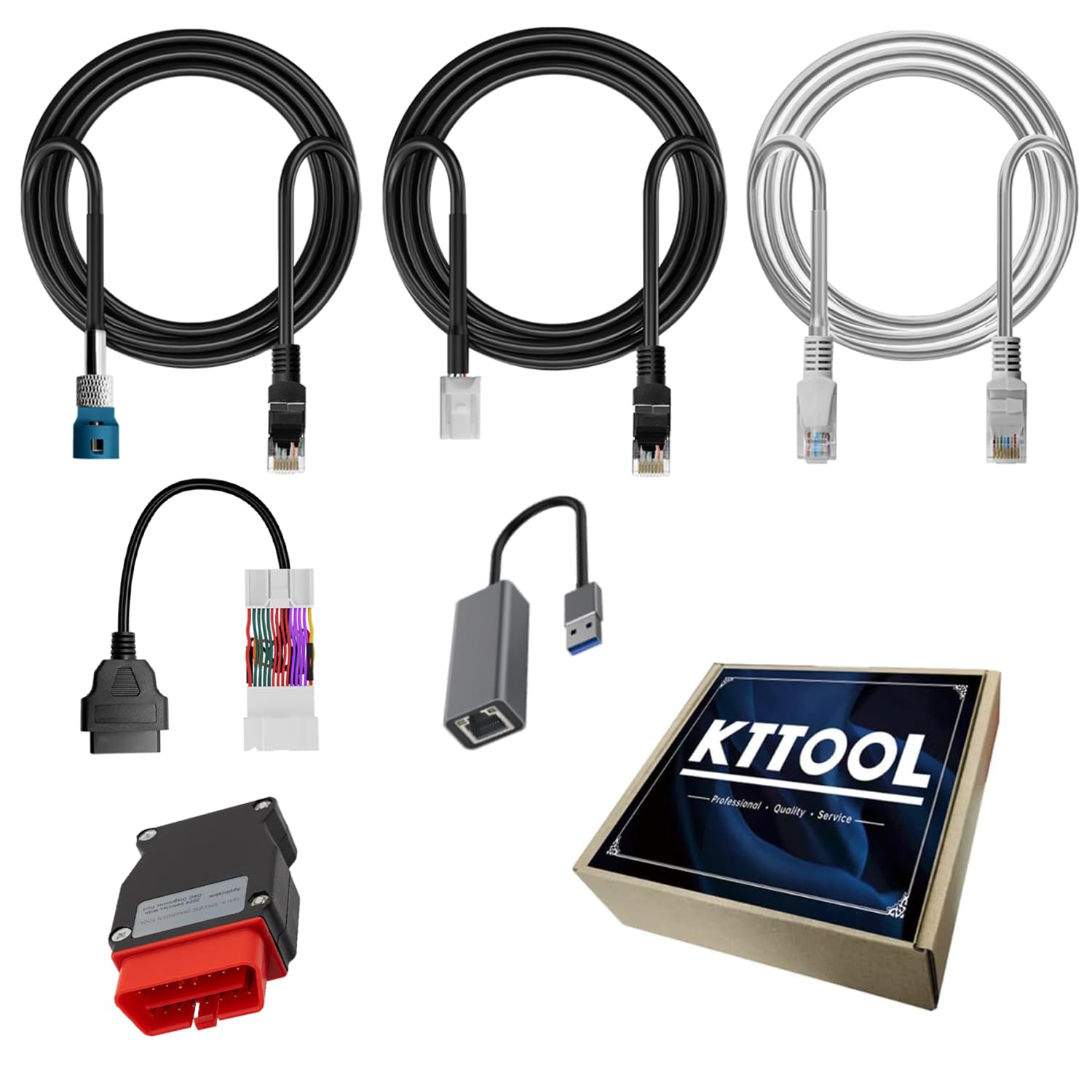 6 Pcs Diagnostic Cables Set for Tesla Model S 3 X Y, USB OBD2 Diagnostic Tools Adapter, with OBDII Adapter Harness 1013230-00-A, 1137658-00-C, 1930388-00-A