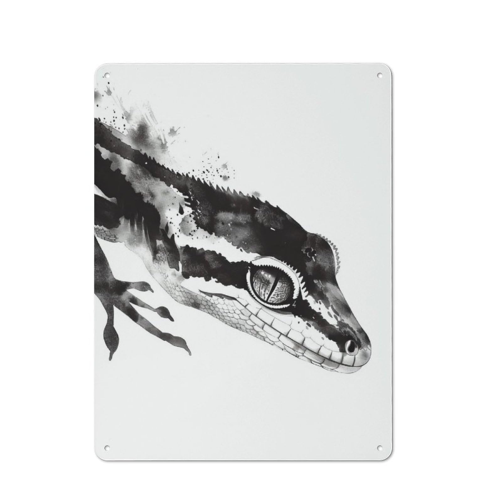 Junmoney Gecko Watercolor Retro Metal Wall Sign 40X30cm With For Bar Or Restaurant, Gift Idea For A New Home And Metal Sign Collection