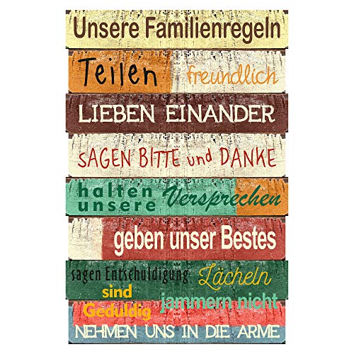 Bild "Unsere Familienregeln" Shabby-Look Familie Plankenschild Sprüche Deko Wohnung