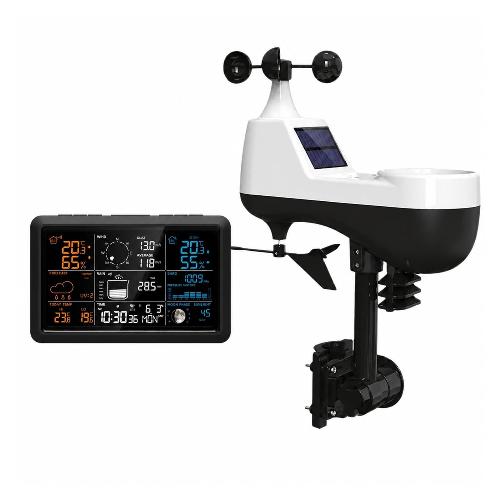 Deszczomierz, Cyfrowa Stacja Pogodowa Anemometr I Miernik Deszczu(Black)