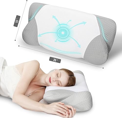 Almohada cervical cervical para el cuello para aliviar el dolor de dormir, almohadas ortopédicas de espuma viscoelástica de contorno con fundas de