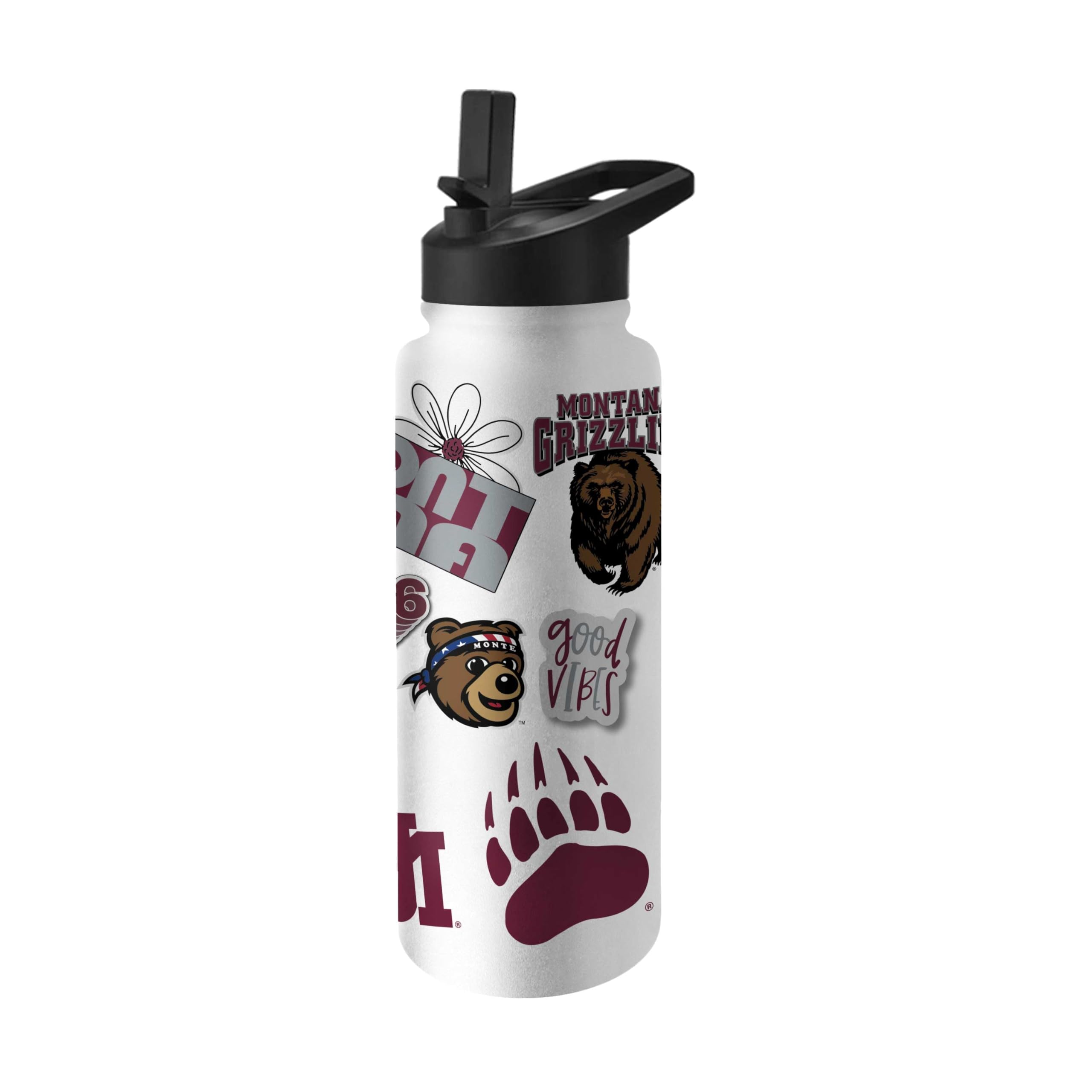 Logo Brands NCAA Native 34 oz Quencher Water Bottle - | Local Icons Design | Double-Wall Insulated| Leak-Proof Lid &amp; Built-In Straw