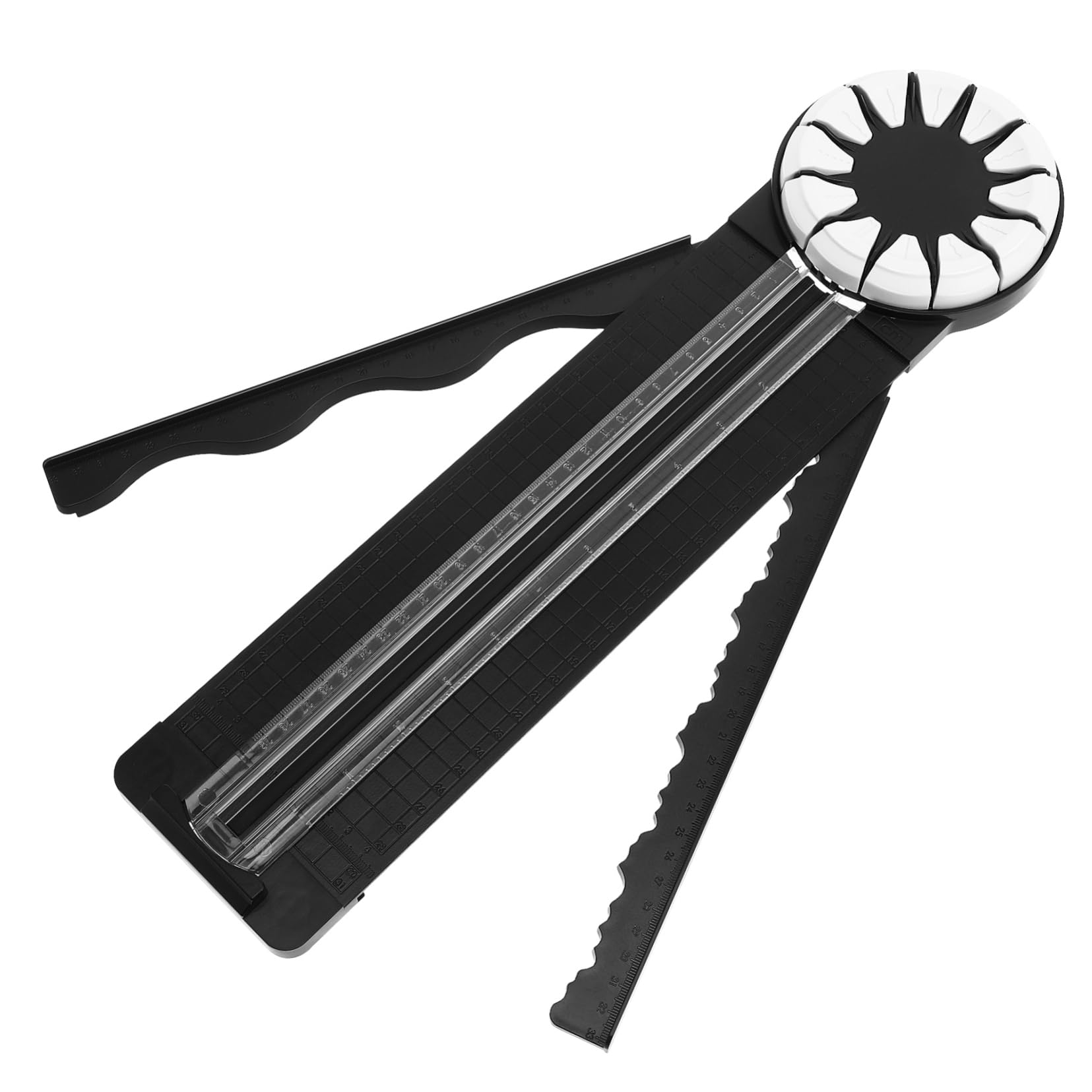 Trancheuse à Papier Polyvalente pour Bureau et Loisirs Créatifs Lame Rotative, Plastique Noir, Coupe Précise pour Papier et Carton