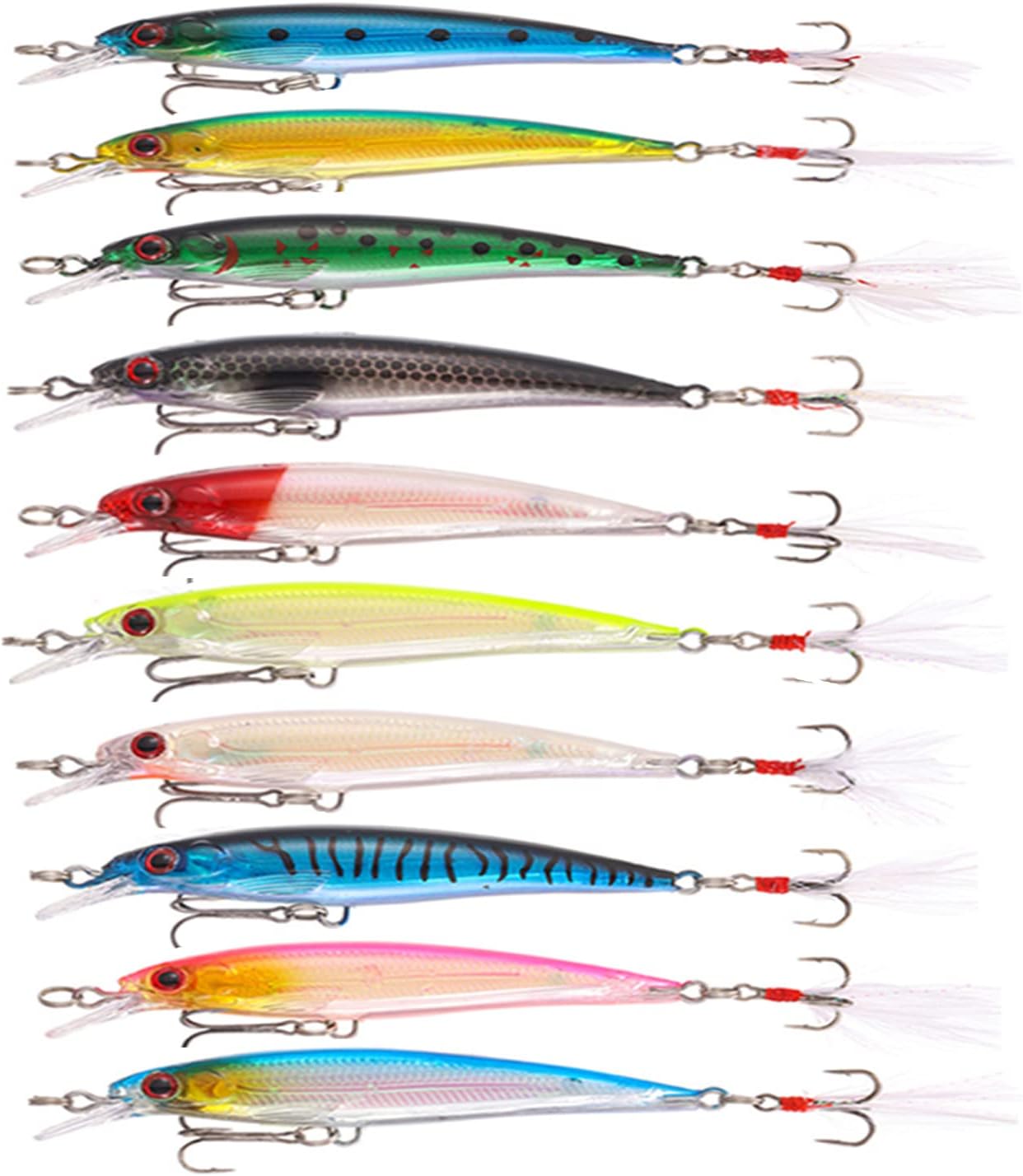 TUXIBIN 10pcs Fishing Lures Hard Minnow Baits, LifeLike Swimbait Fishing Lures, Minnow Hard