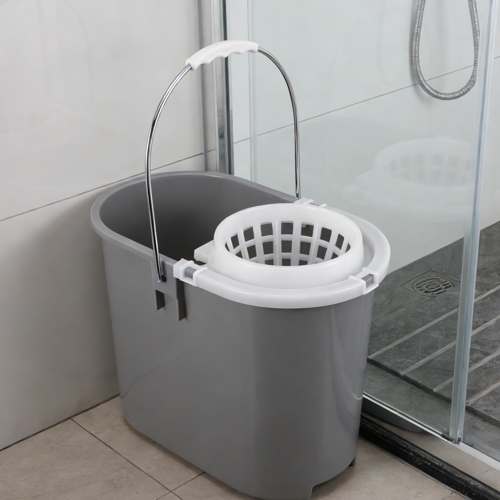 Cubo para Fregona Redonda de Plástico, Accesorio de Limpieza Comercial
