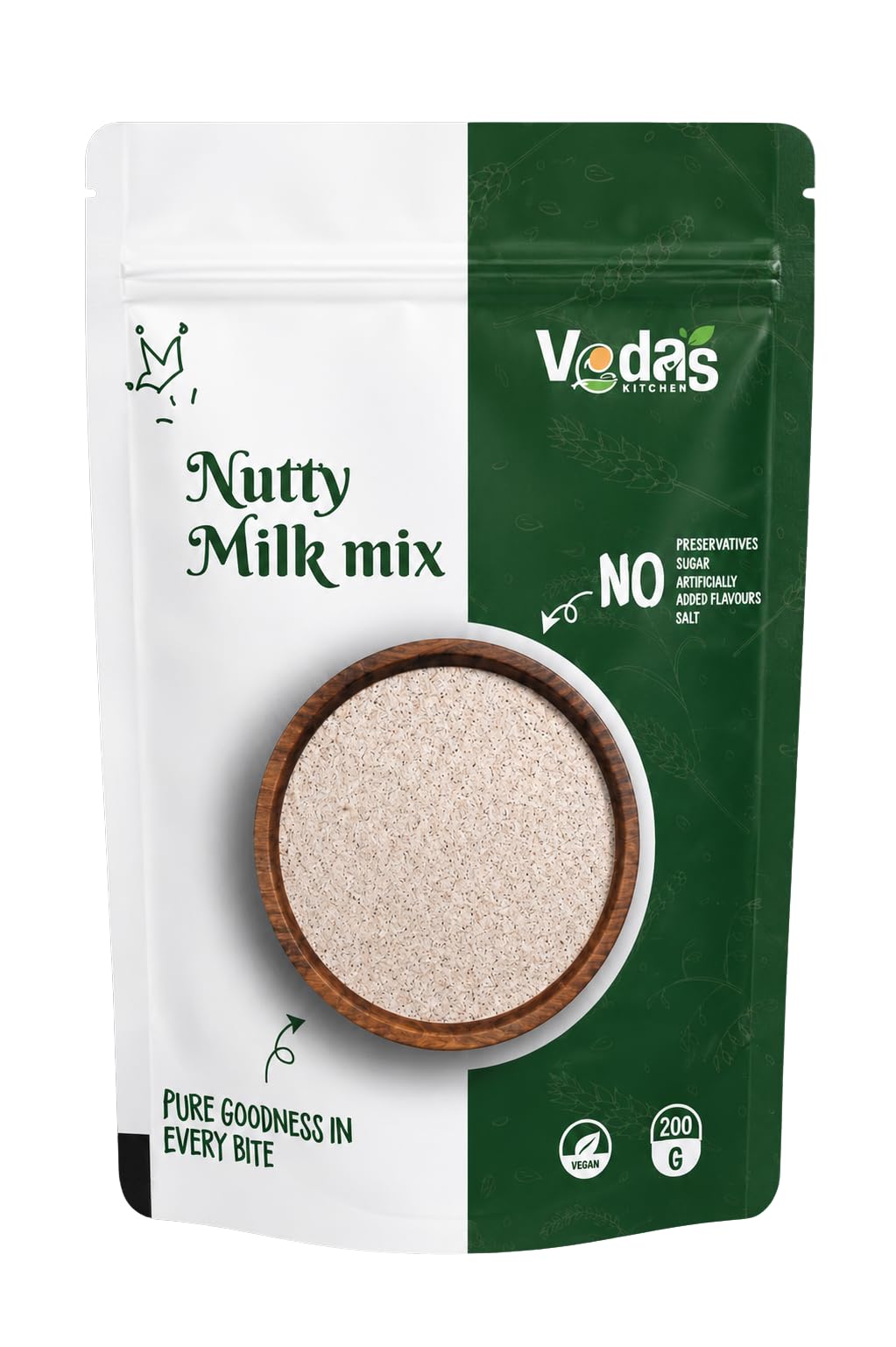VEDAS KITCHEN Instant Nutty Milk Mix Powder with Soaked Almonds Makhana Dates Unsweetened Cocoa Pack of 1 Wholesome Healthy Drink Mix Clean Ingredients Pure Vegetarian 200g-image-42