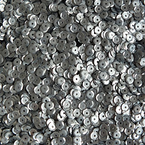 5mm Cup Round Sequins Hematite Gray Matte Silk Frost. Made in USA