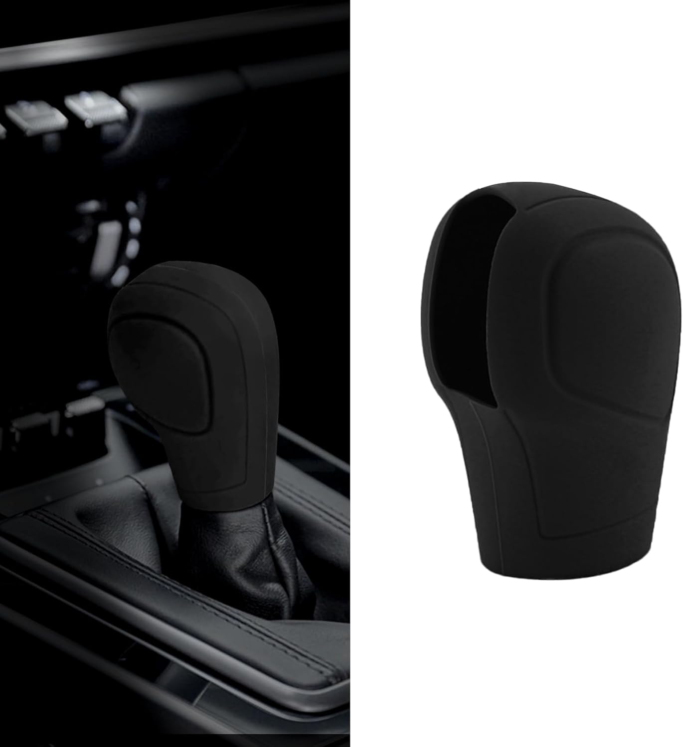 Car Gear Shift Knob Cover, Gear Shift Knob Cover Car Protect Accessories, Car Shift Protector Cover Protector, Silicone Automatic Gear Shift Knob Cover Universal for Most Cars K1 Black