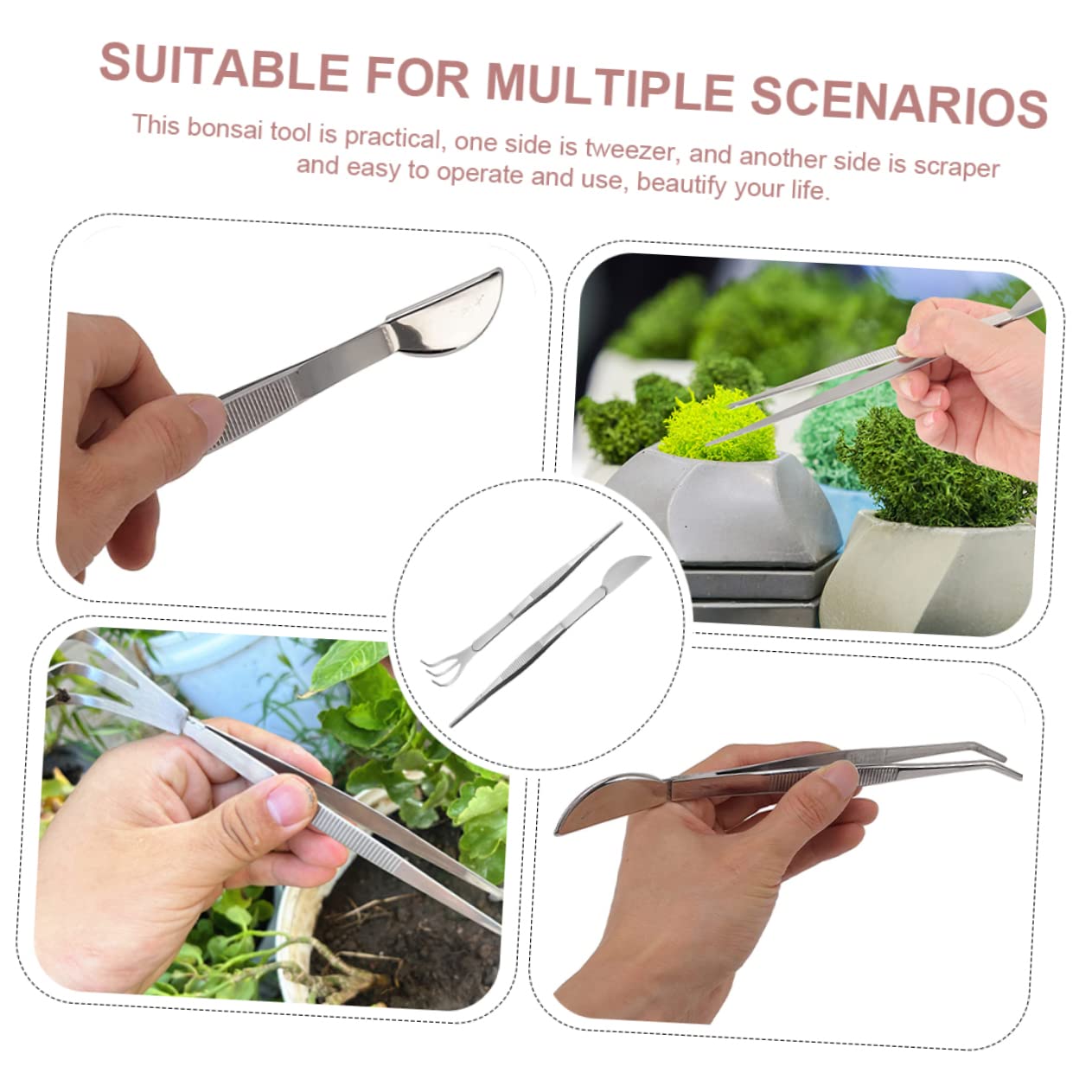 POPETPOP 10pezzi Pinzette Per Bonsai Inossidabile Strumento Per Giardinaggio Per Trattamento e Rimozione Superflui