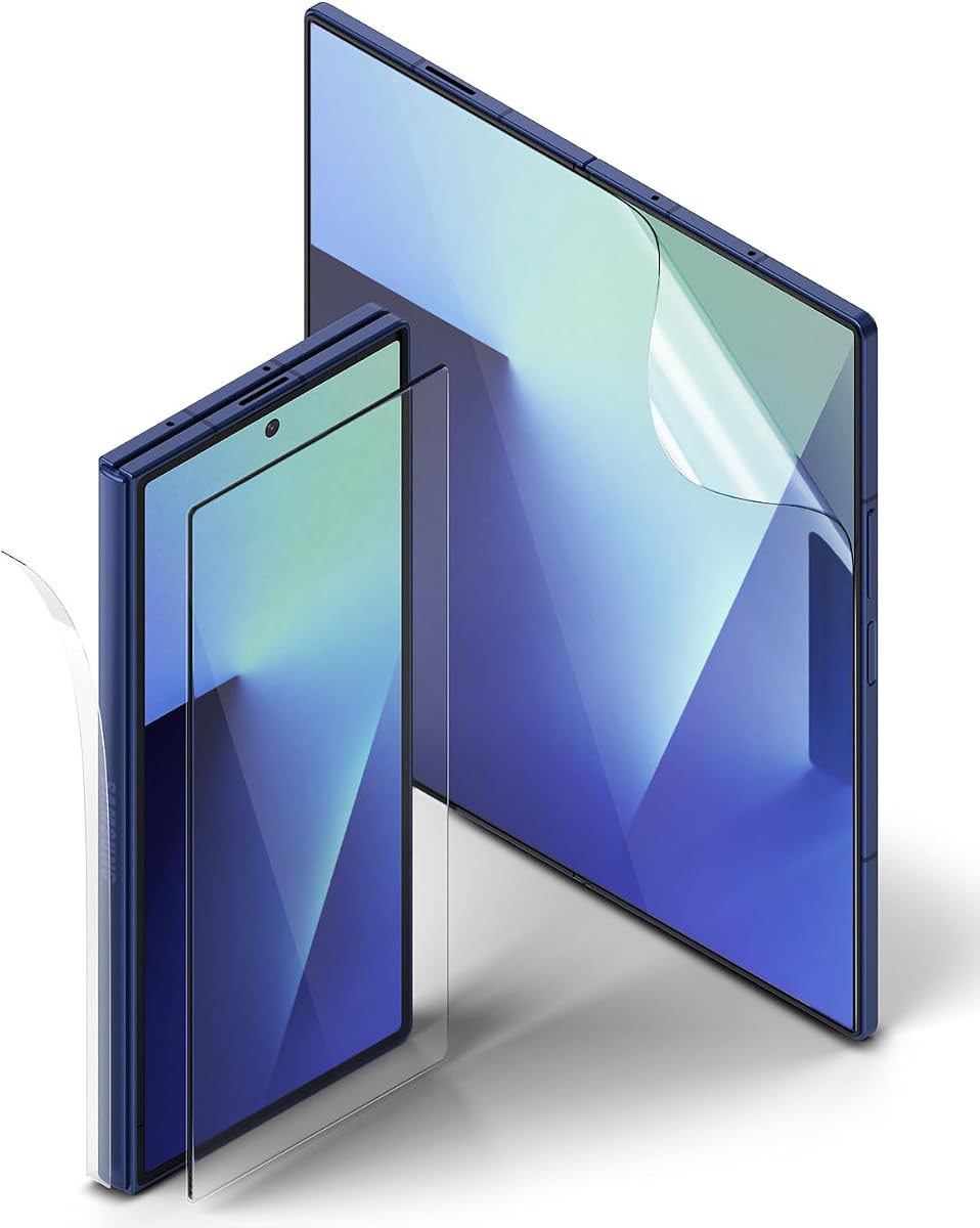 Ringke para Samsung Galaxy Z Fold 7 Protector de pantalla [Protector Pro 3 en 1] | Película interna autorreparable + Vidrio templado exterior + Protector de bisagra de TPU