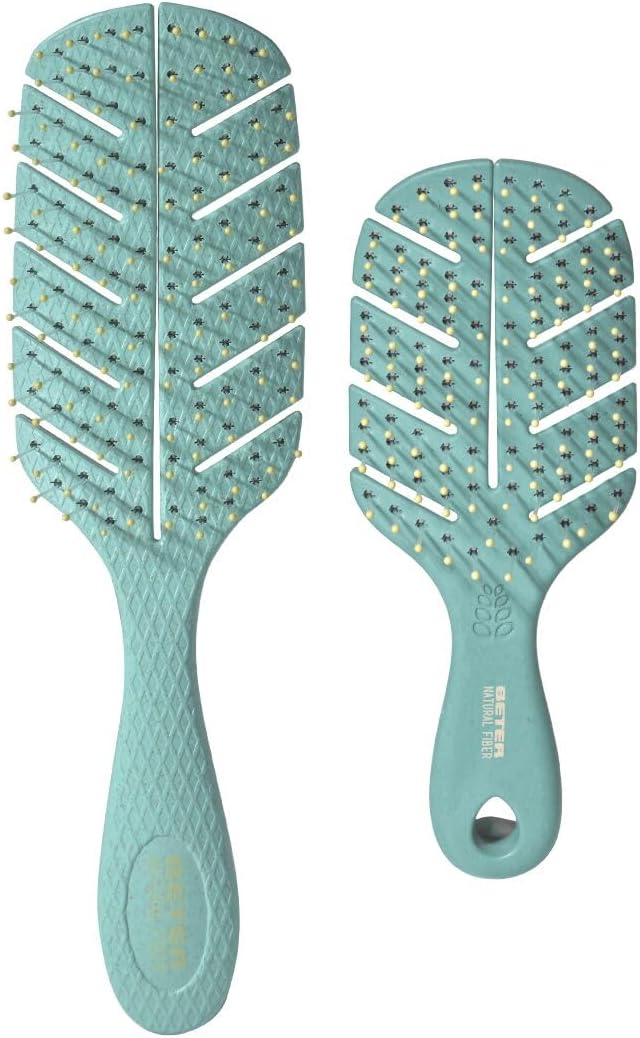 Beter – Large and MINI Natural Fiber Detangling Brush Pack, Detangling and Anti-Tugging Hairbrush, Sustainable and Vegan Materials