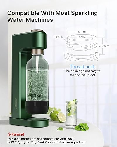 Miniatura 2 de Botellas para hacer refrescos, botellas de agua con gas reutilizables de 1 litro, botellas de carbonatación reutilizables, botella de repuesto para