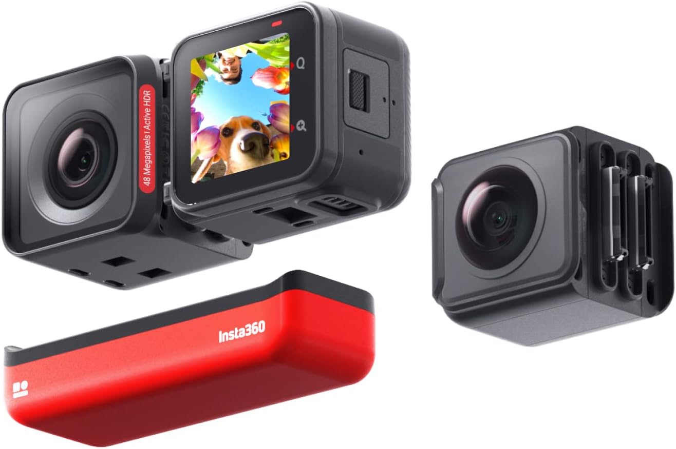 ONE RS Twin Edition – Waterproof 4K 60fps Action Camera & 5.7K 360 Camera with Interchangeable Lenses, Stabilization, 48MP Photo, Active HDR, AI Editing