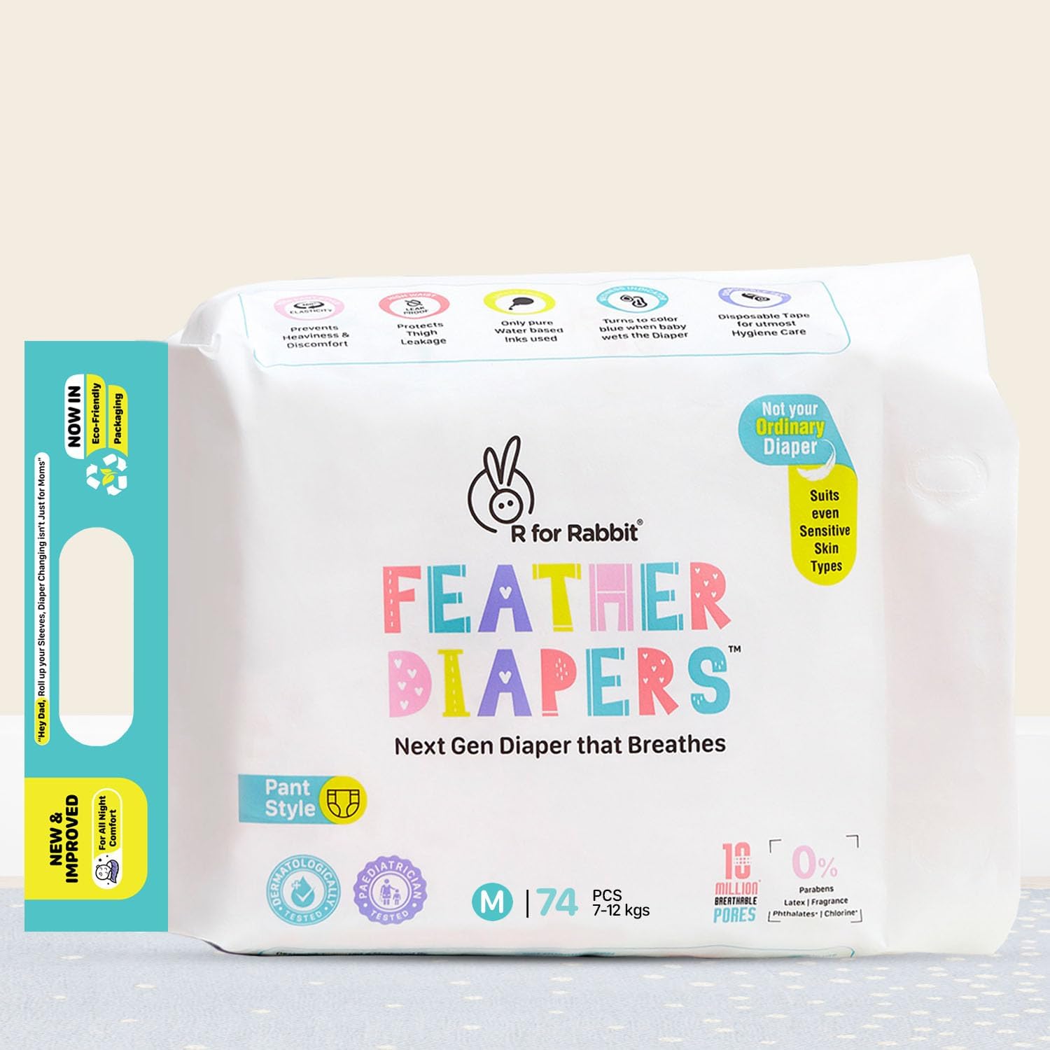 Medium Size Premium Feather Diaper for Baby 7 to 12 kgs (74 Combo Pack Offer)