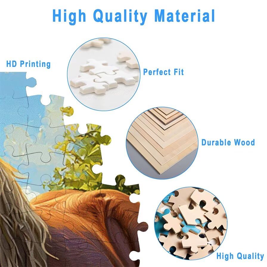 Puzzle 1000 Piezas, Puzzle Granja con Caja Regalo, Caballo Puzzles 1000 Piezas Adultos, Medidas: 75 x 50 cm, Rompecabezas Adultos de Madera, Rompecabezas para Decoración Hogar, Regalo Mujer, -6372
