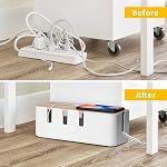 Cable Management Box by Baskiss, 12"x5"x4.5", Wood Lid, Cord Organizer for Desk TV Computer USB Hub System to Cover and Hide & Power Strips & Cords
