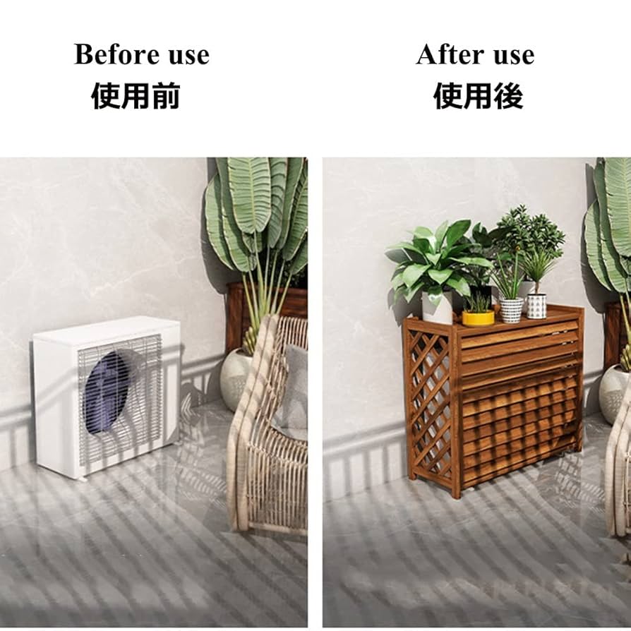 Amazon.co.jp: 大型 エアコン 室外機カバー 日よけ 木製室外機