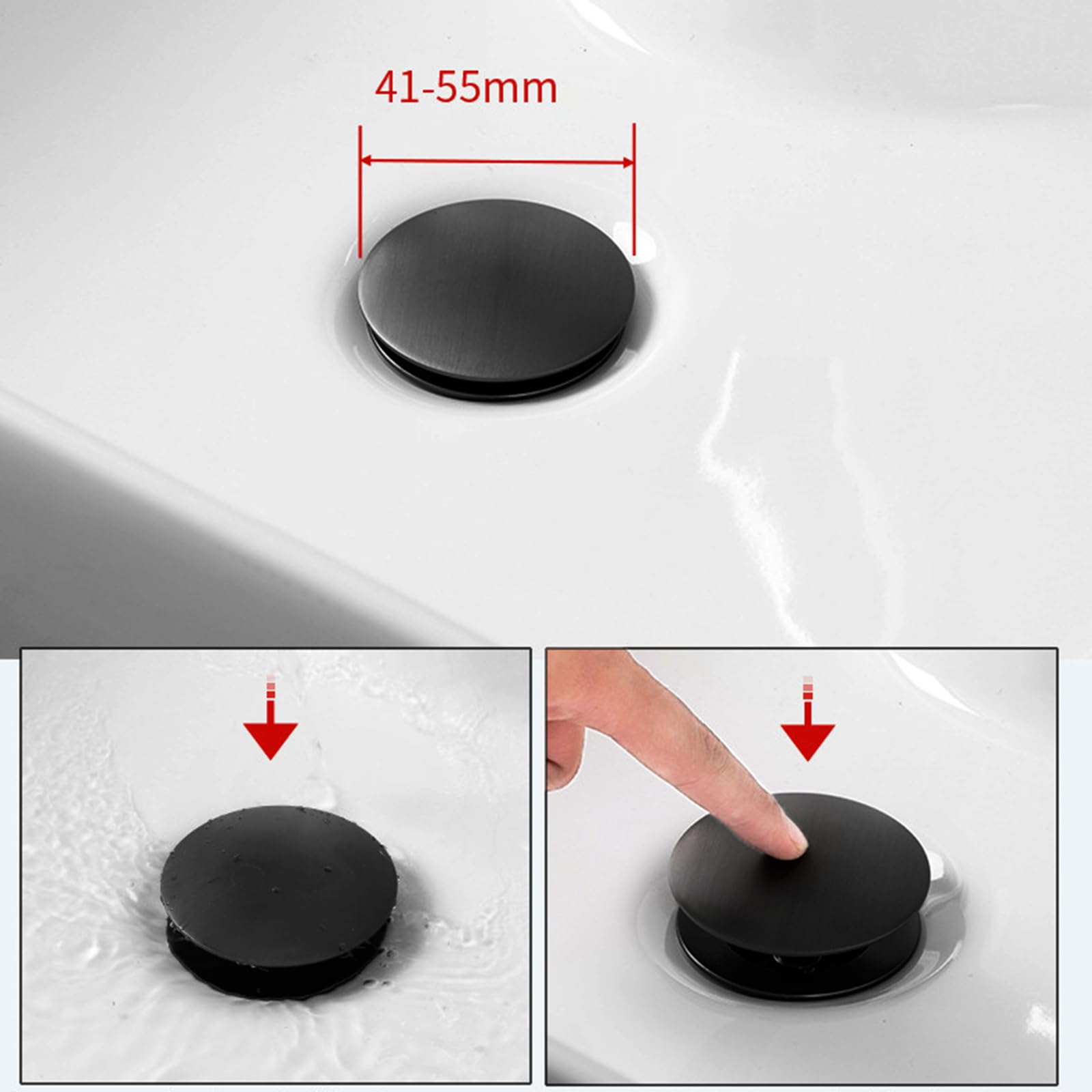 VáLvula Para Lavabo Clic Clac Valvula Desague Lavabo Para BañO Valvula Lavabo Universal Drenaje De Rebote A Presión Totalmente De Cobre,negro,Sin Agujero De Desbordamiento