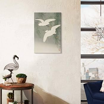 Amazon.co.jp: 日本の絵師 小原古邨 作品 柳と白鷺 複製画 風景