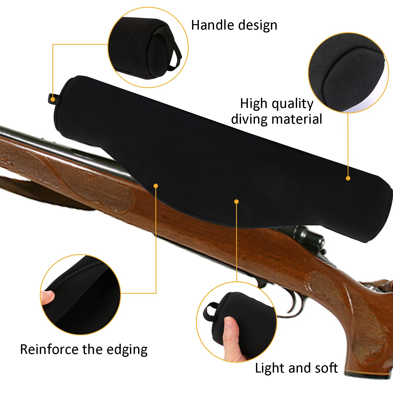 Yutetuter 2-Pack Neoprene Scope Covers Waterproof Optics Lens Cover for Outdoor Hunting Gun Scope 15.55''x3.15''