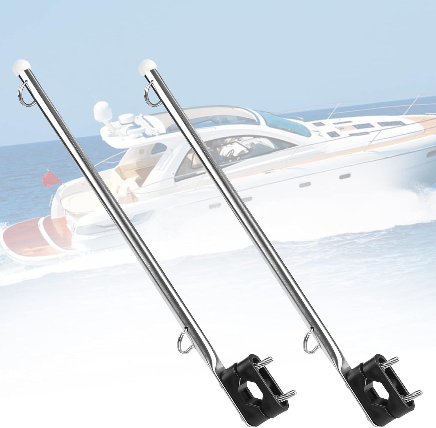 BALAVA Boat Flag Pole 2PCS,Stainless Steel Boat Flag Pole
