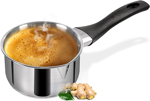 Milton Pro Cook Induction Cookware & Gas Stove Friendly Stainless Steel Tea Pan 14 cm | 1.2 Litre | Sandwich Bottom Sauce Pan | Chai Pot | Milk…