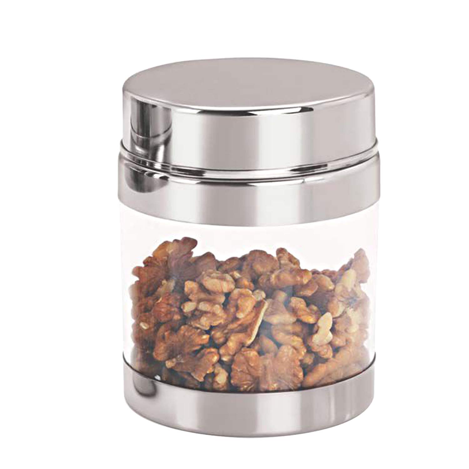 NUTRI STAR Nutristar Stainless Steel Plastic See Through Container, Height 5.5 Inches, Capacity 550 mL, Pack of 1